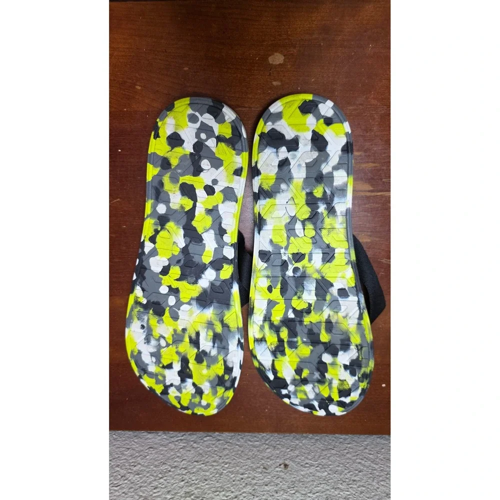 REI Co-op Flip Flop Sandals Mens 12 Womens 13 Yellow Grey Camo‎ Scraps Thong